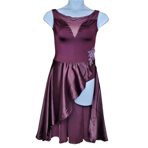 WEISSMAN‎ burgundy black current Chasing Cars dance contemporary jazz costume M - Picture 2 of 10